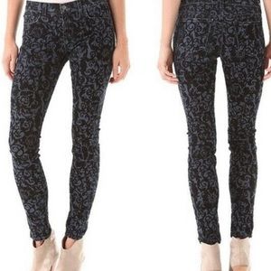 J BRAND BROCADE VELVET SKINNY JEANS, SIZE 27